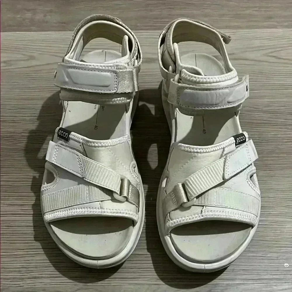 Ecco Women's White Adjustable Strap Sport Sandals